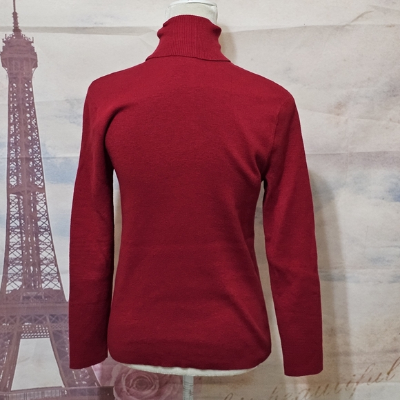 Chico's red turtleneck pullover sweater sz 1P (MP) - Picture 6 of 8